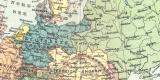 Europa Politische &Uuml;bersicht historische Landkarte Lithographie ca. 1904