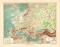 Europa Fl&uuml;sse Gebirge historische Landkarte Lithographie ca. 1904
