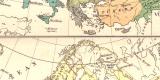 Europa V&ouml;lker Sprachen Bev&ouml;lkerungsdichtigkeit historische Landkarte Lithographie ca. 1904