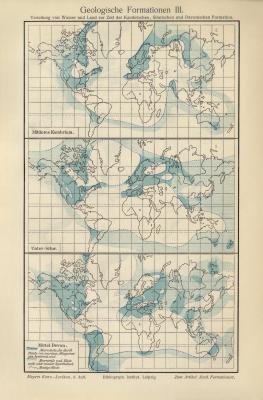 Geologische Formationen III. - IV. historische Landkarte Lithographie ca. 1904