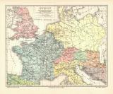 Germanien und die n&ouml;rdlichen Provinzen des R&ouml;mischen Reiches historische Landkarte Lithographie ca. 1904