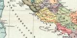 Italien bis in die Zeit Kaiser Augustus historische Landkarte Lithographie ca. 1905