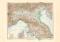 Italien N&ouml;rdliche H&auml;lfte historische Landkarte Lithographie ca. 1907