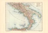 Italien S&uuml;dliche H&auml;lfte historische Landkarte Lithographie ca. 1905