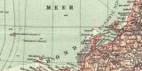Japan und Korea historische Landkarte Lithographie ca. 1905