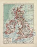 Gro&szlig;britannien Irland historische Landkarte Lithographie ca. 1905