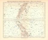 Äquatorialzone Karte des Gestirnten Himmels historische Karte Lithographie ca. 1904