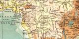 Afrika Fl&uuml;sse &amp; Gebirge historische Landkarte...