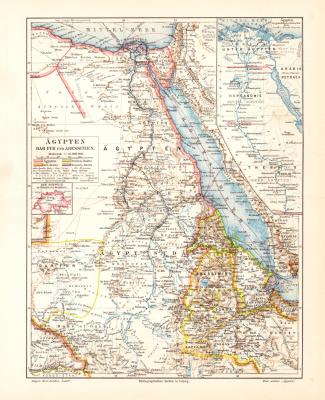 Afrika Flüsse & Gebirge historische Landkarte Lithographie ca 1902 antike Karte 