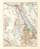 &Auml;gypten Darfur Abessinien historische Landkarte Lithographie ca. 1902