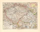 Böhmen Mähren Schlesien historische Landkarte Lithographie ca. 1902