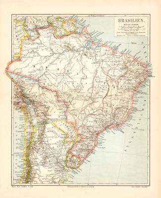 Brasilien historische Landkarte Lithographie ca. 1903
