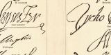 Autographen berühmter Personen I. - III. historischer Druck Lithographie ca. 1902