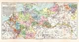 Garnisonskarte von Mitteleuropa historische Landkarte Lithographie ca. 1907