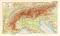 Alpen Höhenschichten historische Landkarte Lithographie ca. 1902
