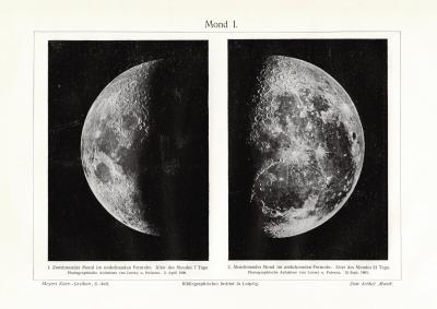 Mond I. - II. historischer Druck Autotypie ca. 1906