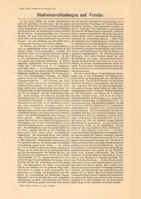 Studentenverbindungen und Vereine historischer Buchdruck ca. 1908