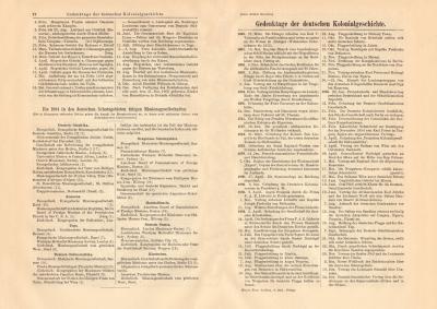 Gedenktage der deutschen Kolonialgeschichte historischer Buchdruck ca. 1905