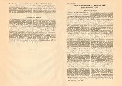 Militärpensionswesen im Deutschen Reich historischer Buchdruck ca. 1906