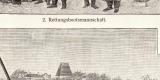 Rettungswesen zur See I. - II. historischer Druck Holzstich ca. 1907