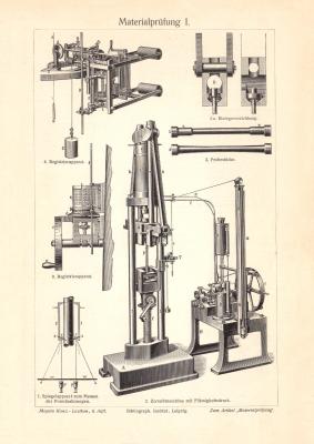 Materialpr&uuml;fung I. - II. historischer Druck Holzstich ca. 1906