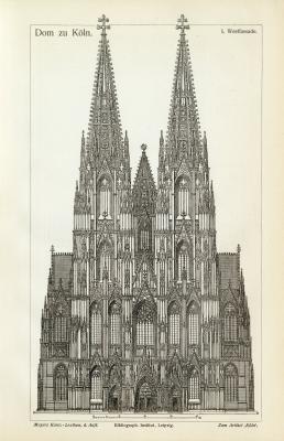 Dom zu K&ouml;ln I. - II. historischer Druck Holzstich ca. 1905