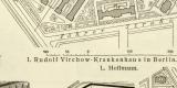 Krankenh&auml;user I. - II. historischer Druck Holzstich ca. 1905