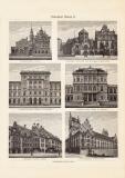 Münchener Bauten I. - III. historischer Druck Holzstich ca. 1906