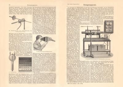 R&ouml;ntgenapparate historischer Druck Holzstich ca. 1907