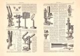 Mikroskope historischer Druck Holzstich ca. 1906