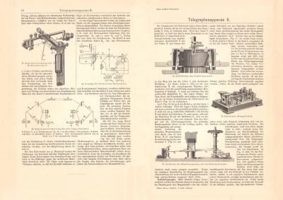 Telegraphenapparate II. historischer Druck Holzstich ca. 1908