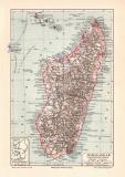 Madagaskar historische Landkarte Lithographie ca. 1906