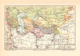 Zentralasien Russische Eroberungen historische Landkarte Lithographie ca. 1907