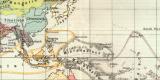 Welt Verbreitung der Sprachenst&auml;mme historische Landkarte Lithographie ca. 1907