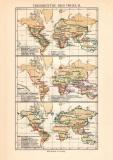 Verbreitung der V&ouml;gel I. - II. historische Landkarte Lithographie ca. 1908