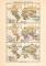 Verbreitung der V&ouml;gel I. - II. historische Landkarte Lithographie ca. 1908