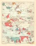 Kolonien I. - II. historische Landkarte Lithographie ca....