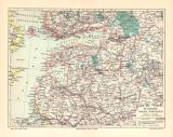 Russische Ostsee Provinzen historische Landkarte Lithographie ca. 1905