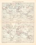 W&auml;rmeextreme historische Landkarte Lithographie ca. 1905