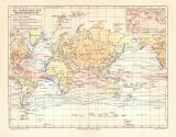 Str&ouml;mungen der Meeresoberfl&auml;che historische Landkarte Lithographie ca. 1906