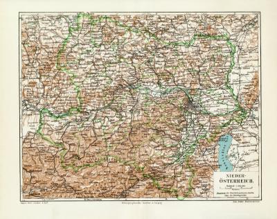 Nieder-Österreich historische Landkarte Lithographie ca. 1906