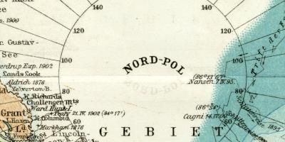 Nord Polarländer historische Landkarte Lithographie ca 1906 antike Karte