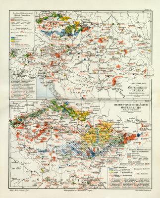 Österreich Ungarn Industrie historische Landkarte Lithographie ca. 1906