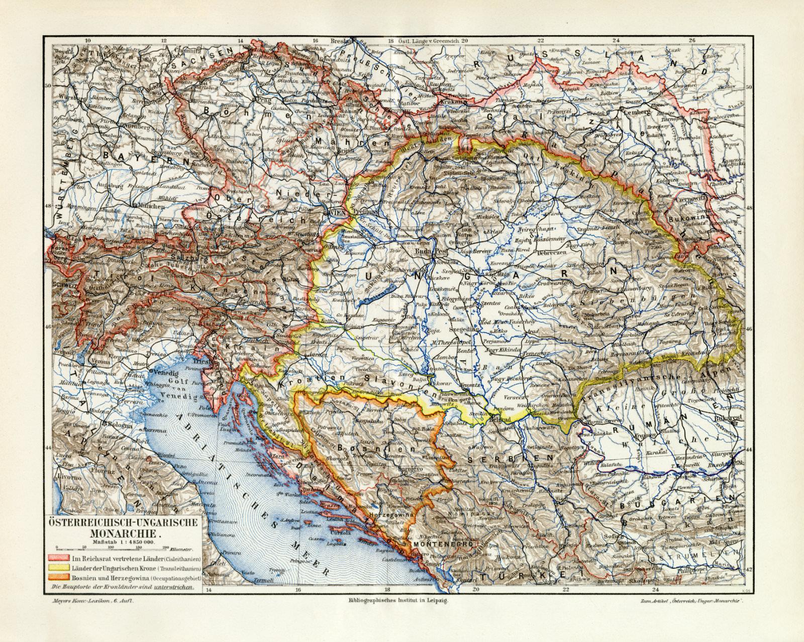 Österreich Ungarn Industrie historische Landkarte Lithographie ca 1906 antik 