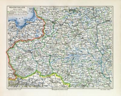 Westrussland historische Landkarte Lithographie ca. 1906