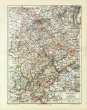 Rheinland und Luxemburg historische Landkarte Lithographie ca. 1907