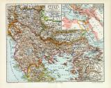 Europäische Türkei historische Landkarte Lithographie ca. 1907