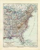 Wereinigte Staaten Östliches Blatt historische Landkarte Lithographie ca. 1908