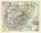 S&uuml;dafrika Kriegsschauplatz 1899-1902 historische Landkarte Lithographie ca. 1908