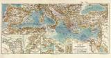 Länder des Mittelmeers historische Landkarte Lithographie ca. 1906